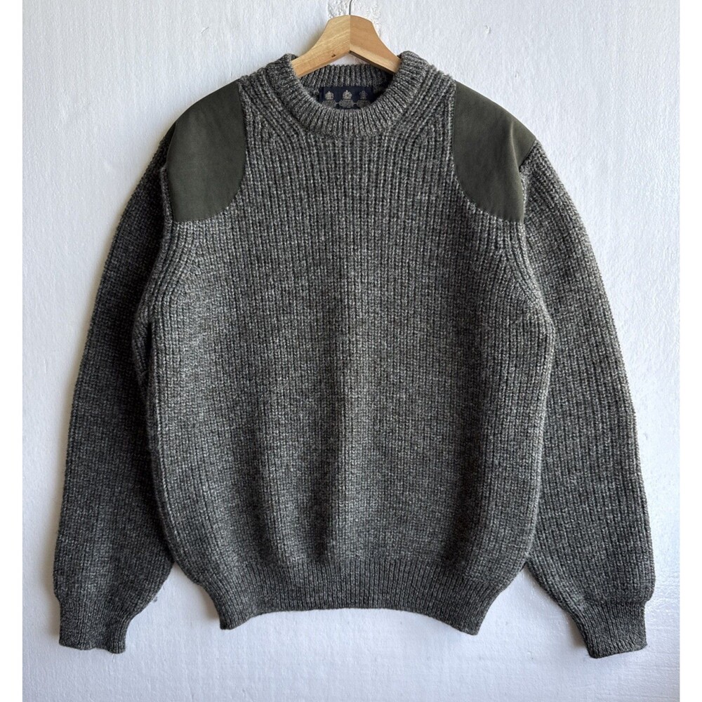 Vintage Barbour Tyne Sports Crewneck Heavy Wool Pullover Sweater Green Large